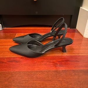 Open Edit Black Slingback Kitten Heel